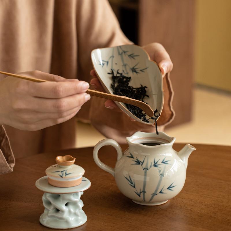 瓷茶壶釉下手绘花壶二人饮陶泡迷你边小茶壶小品壶陶瓷茶壶81551 - 实物图