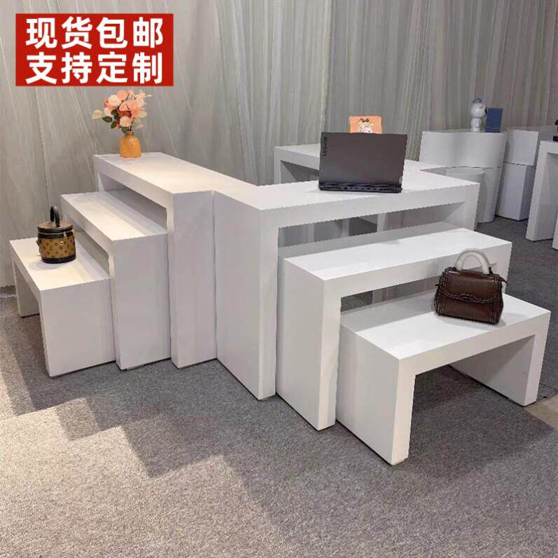 陈列台靠墙柜白色烤漆体验桌展示台演讲台桌长方形体验台手机数码