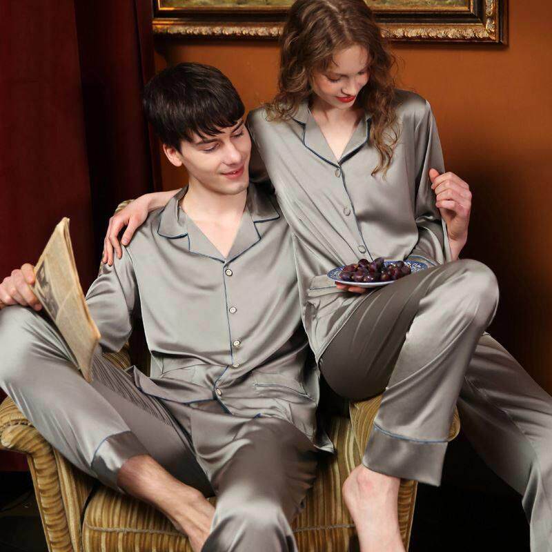 情侣睡衣女冰丝春秋款夏长袖薄款绸缎高级感真丝绸2025新款男士sy