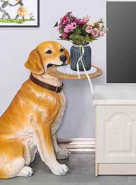 乔迁新居阳台摆件客厅落地仿真狗装饰礼品创意家居园林摆设