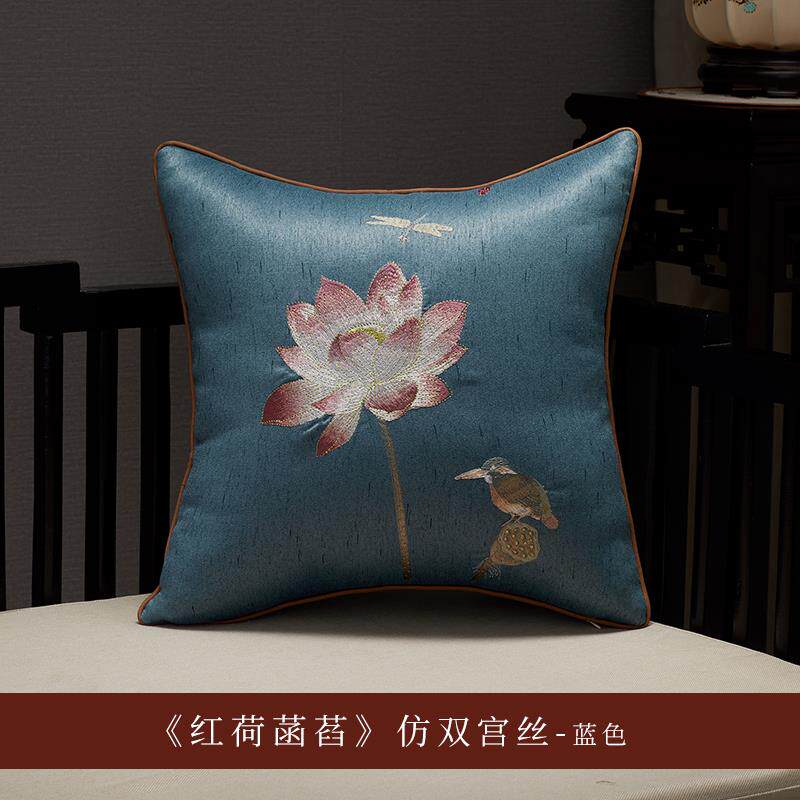正品包新中式靠垫抱枕套刺0绣花YG7客厅沙床发头靠古典靠枕办公室