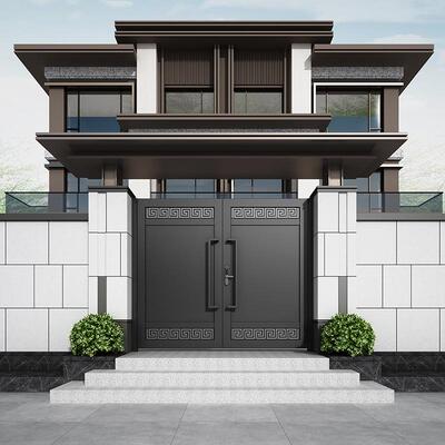 铝艺别墅庭户院大门铝NZD合金农电村入户中式院双开动推拉门子进