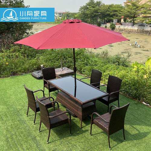 现代简约藤组22-8-24-桌椅户外花园藤椅防水防编晒酒店茶几合室外