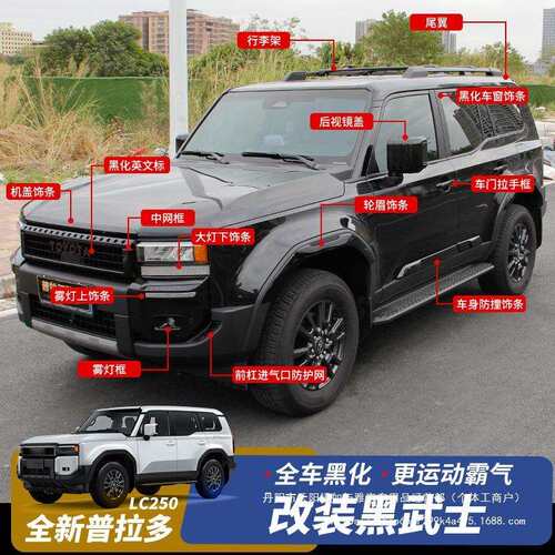 24-25款丰普拉多改装黑武士新霸道LC250尾翼中网车身外饰件