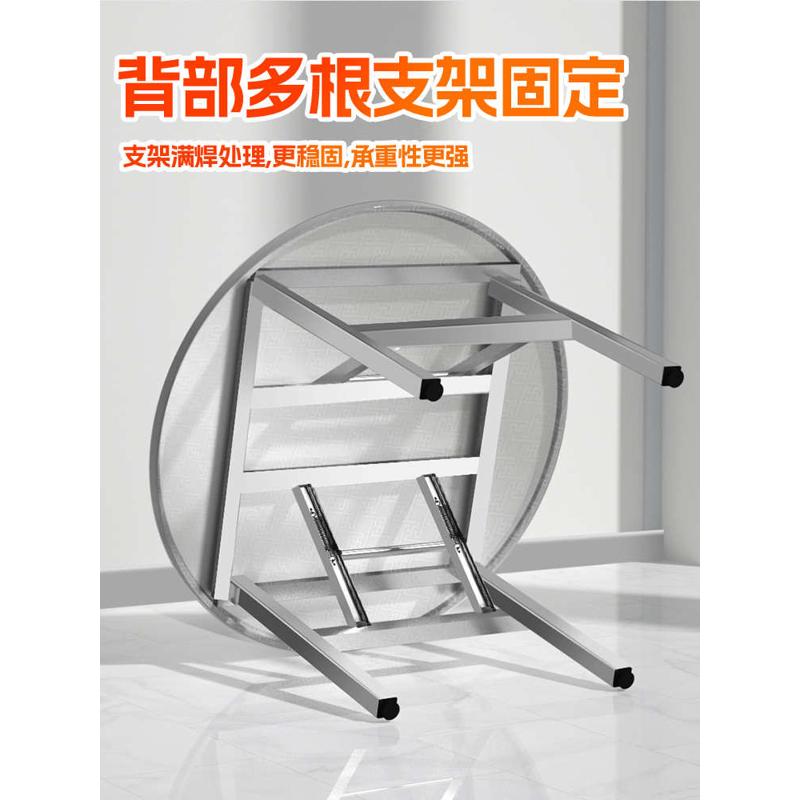 家用可折叠户外餐桌出租房经济型圆桌加厚不锈钢304圆台桌客厅子