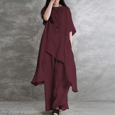 Large size women's cotton and linen suit, women's short