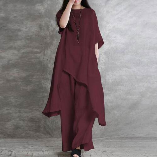 Large size women's cotton and linen suit, women's short