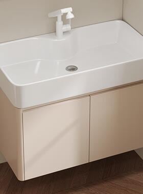 小户型挂墙式洗手盆40cm宽太空铝卫生间洗脸盆陶瓷一体洗面池65cm