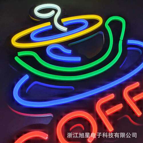 发光室内装饰灯悬挂COFFEE咖啡杯吊牌LED小夜灯混色创意灯饰