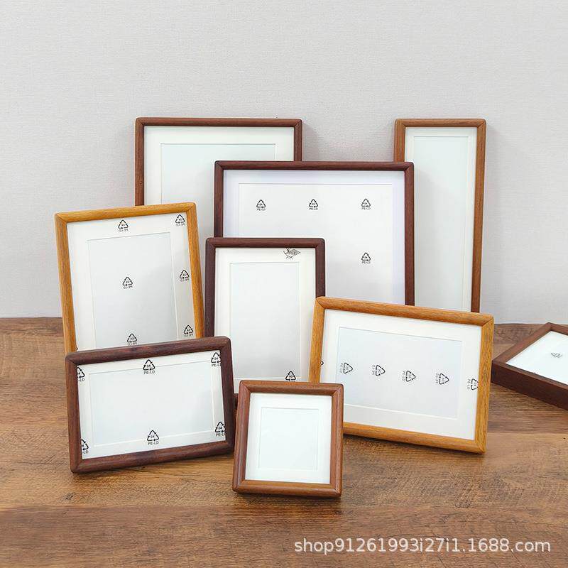 实木榫卯书法相框摆台6寸7寸8厂家圆角框架中式画框装裱摆件