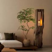 彷真绿色植物室内假树彷生植物榕树侘寂中古风落地盆栽景观装 饰摆