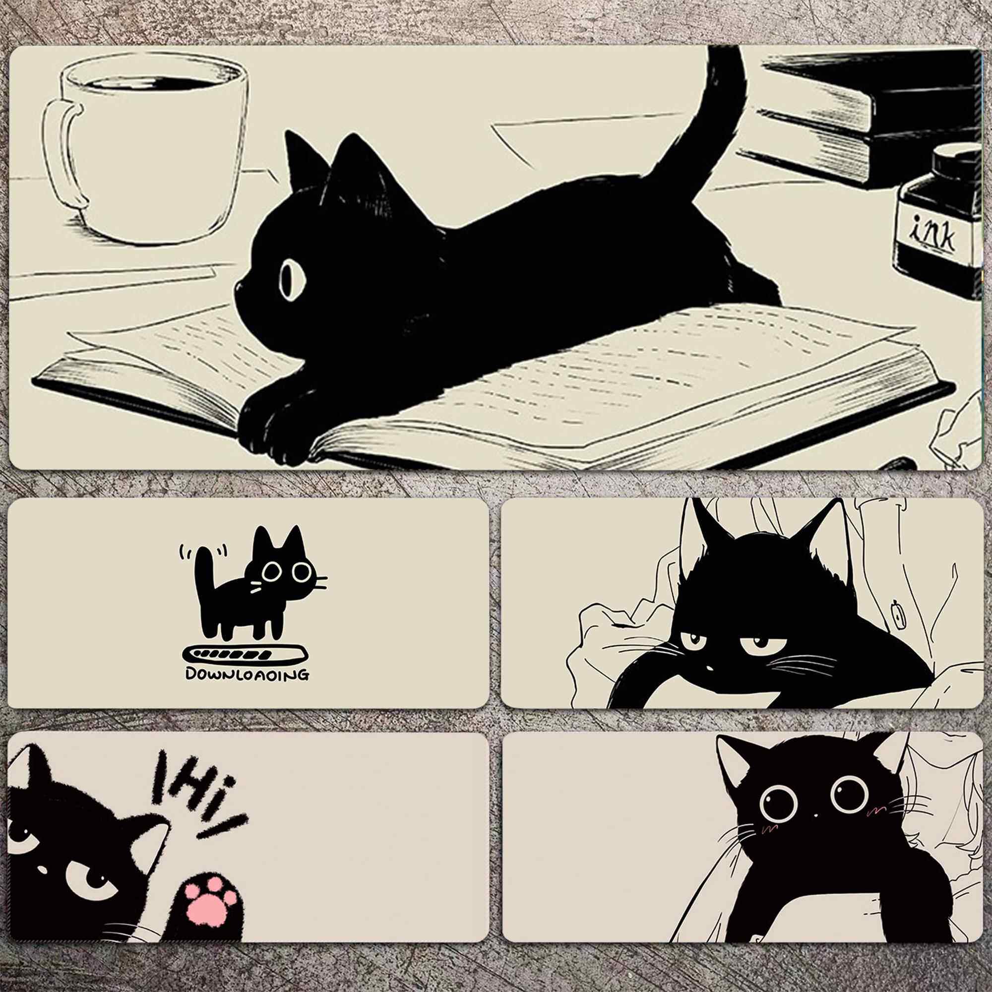 可爱猫咪鼠标垫超大号女生电脑桌垫键盘护腕垫子滑鼠垫办公桌垫小