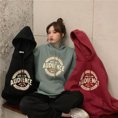2024加绒宽松连帽卫衣打底衫女秋冬外套古着长袖上衣外贸韩国女装