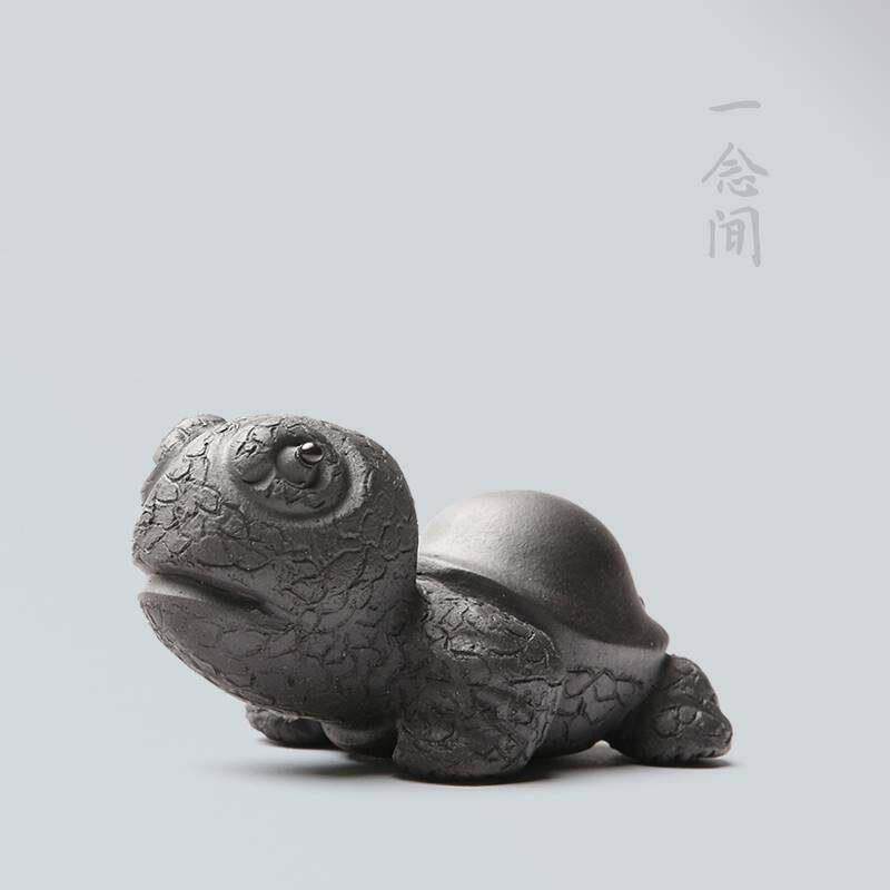 宜兴紫砂茶宠摆件大头乌龟手工陶瓷创意茶玩盖托功夫茶具茶道配件