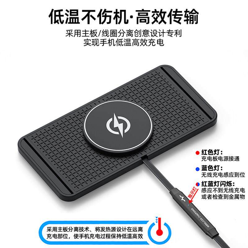三代磁吸车载无线充电板汽车用手机充电器改装模块超薄底座防滑垫