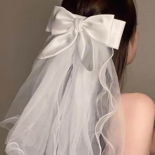 蝴蝶结新娘领证头纱求婚结婚头纱