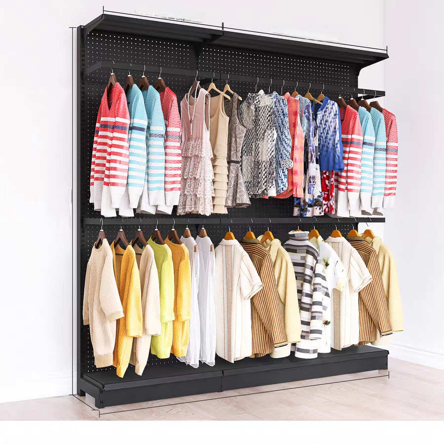 黑色白色金属衣帽间五金少女衣架组合洞洞板灰色收纳多层衣柜批发