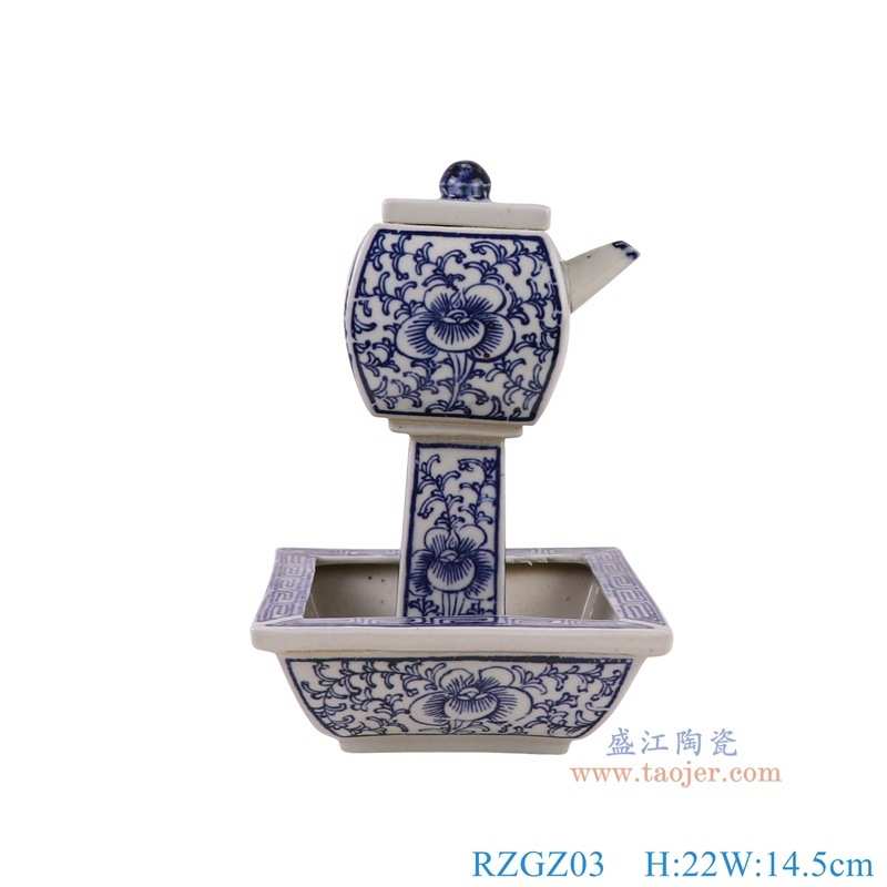 缠装饰品家居陶瓷仿古宿油壶民漏斗博古架摆件青花景德镇壶枝玄关