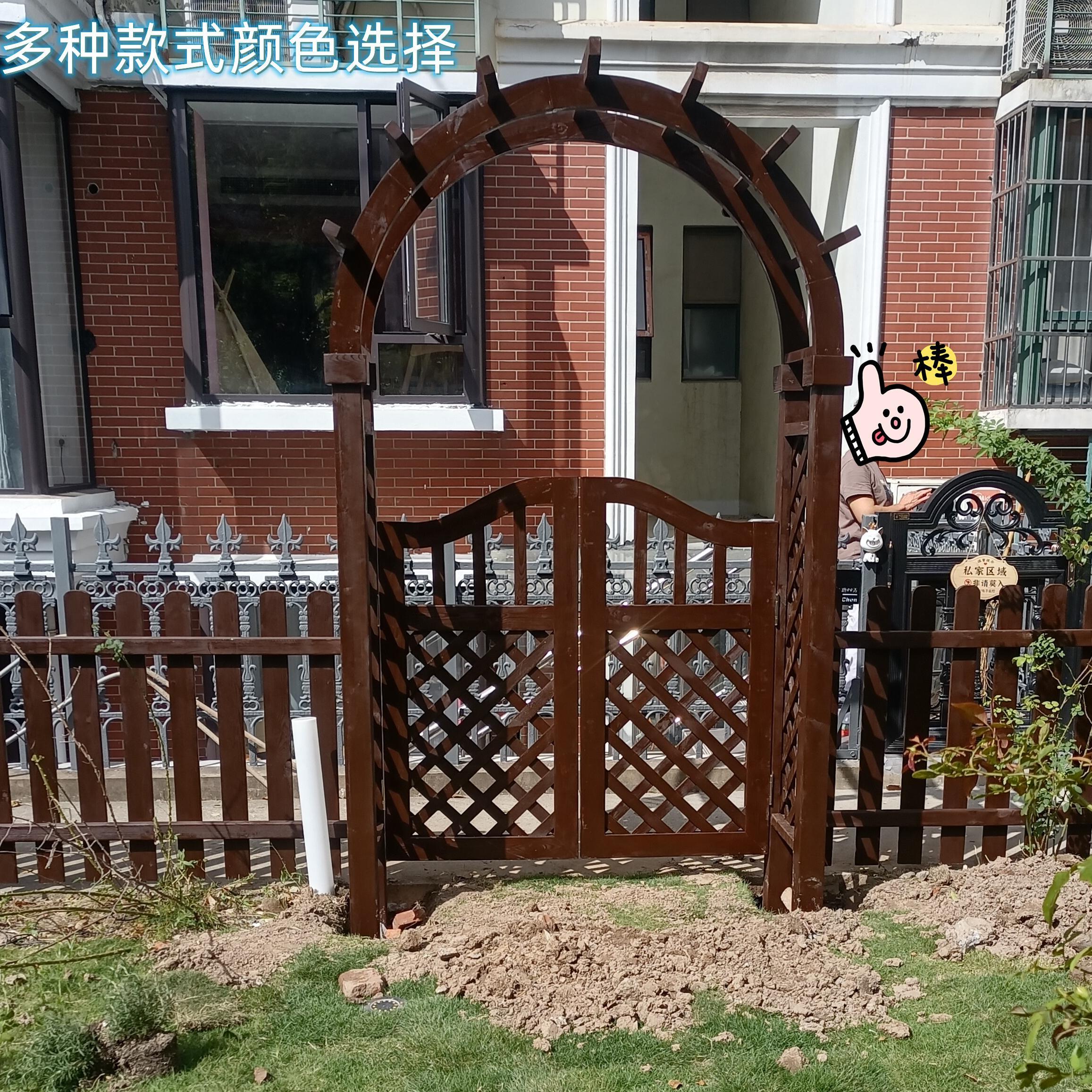 防腐木园艺爬藤架葡萄架篱笆花槽景观门隔断网格栅栏双门
