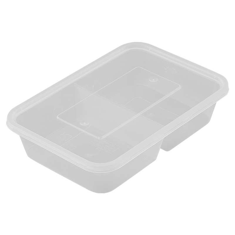 盒一次性两格透明500ml打包批发多格塑料快餐盒饭盒快餐外卖方形