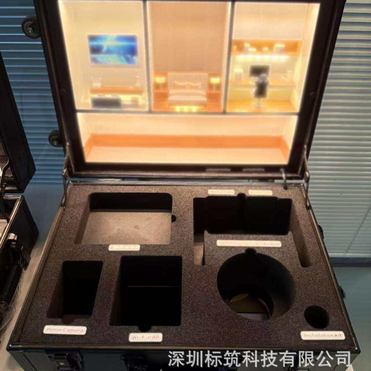 家庭网络展箱黑色拉杆展示箱模型铝合金边框EVA内衬装置