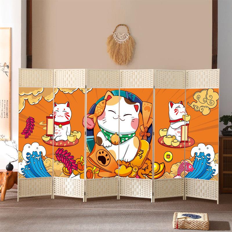 中式移动折叠屏风隔断卧室客厅简约现代简易出租屋家用屏风遮挡帘