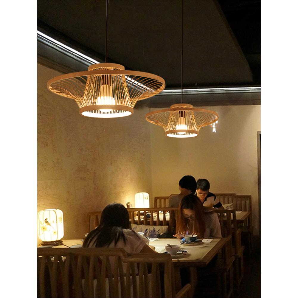 销竹吊灯饭店厅茶室63木艺餐吊灯日式民宿田园智能木热艺艺吊灯