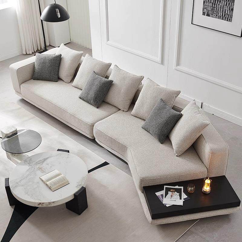 佛山源头工厂地平线沙发意式极简客厅布艺沙发家用异形棉麻沙发