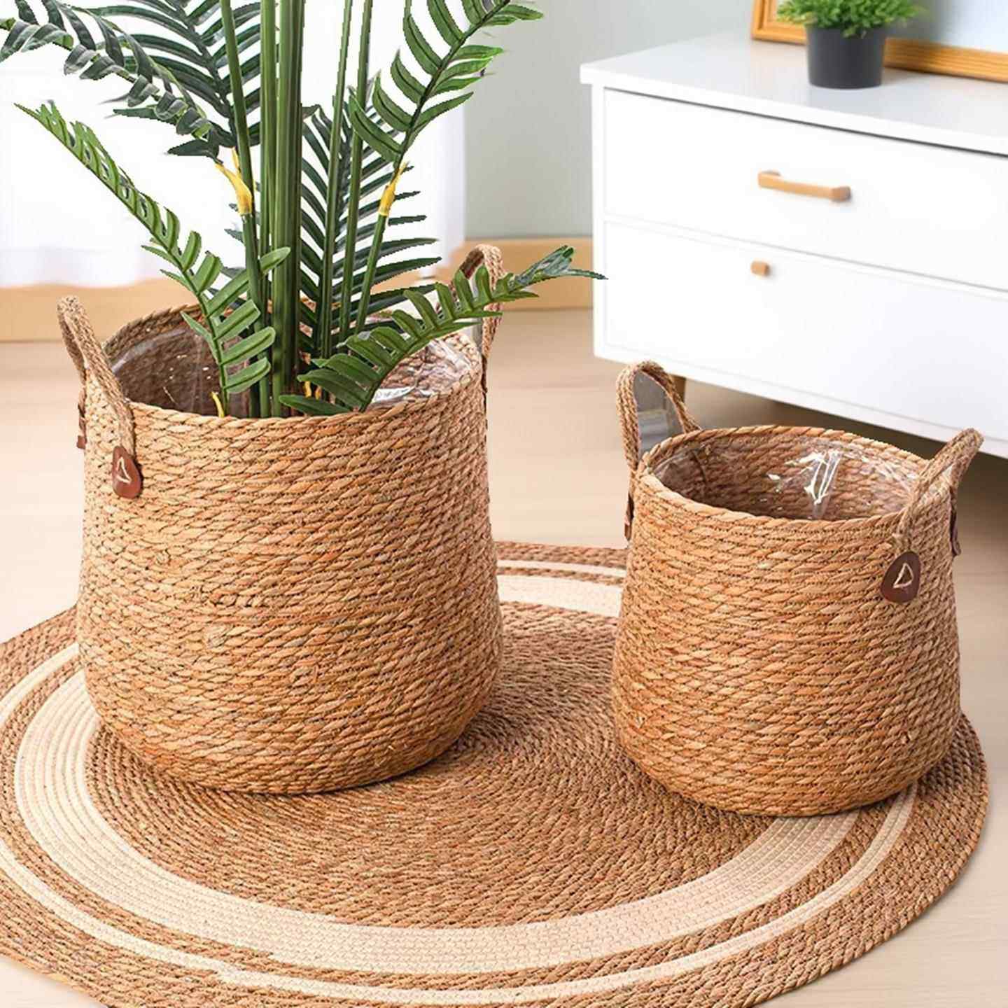 北网红草编花盆海草地编织龟背芋花编盆藤花篮落大花盆88家居欧装,家居饰品,花盆,淘宝优惠券,粉丝福利购,淘宝优惠卷