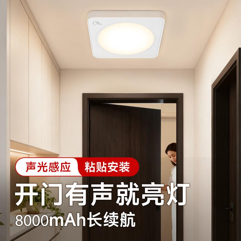 电式声灯光控新型吸顶车库楼道不SK108插电感应灯建充房免自接线