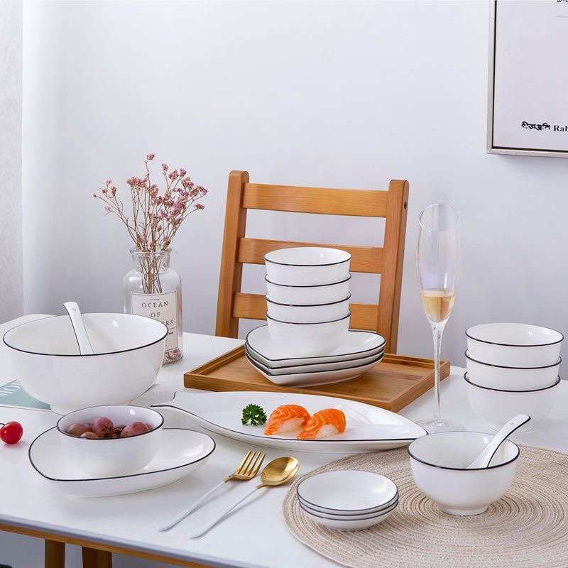 景德镇陶瓷餐具碗碟套装家用日式现代简约心形盘子碗盘餐具北念冬