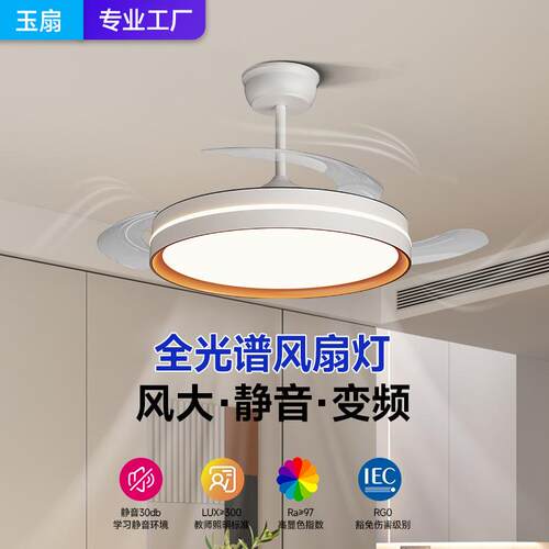 隐形风扇灯吊扇灯电扇家用餐厅客厅5新一体吸顶吊灯可智能
