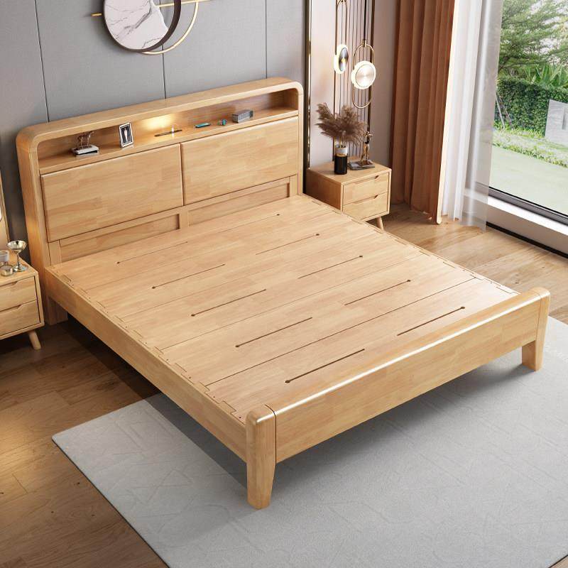 北欧全实木床现代简约1.8米主卧双人床小户型箱体储物原木单人床,住宅家具,实木床,淘宝优惠券,粉丝福利购,淘宝优惠卷