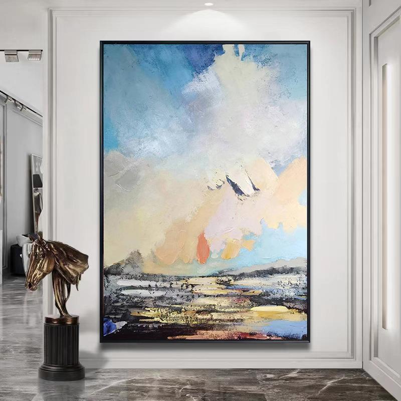 纯手绘抽象肌理油画现代立体落地画客厅玄关入户挂画大尺寸装饰画