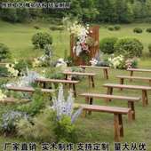户外婚礼实木长条凳中式 实木长凳黑色长凳白色长凳火锅长凳可