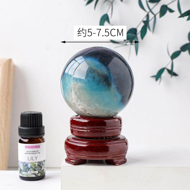 天然羟磷量原铝石水球石打磨晶观赏石风水能球家居羟磷铝石桌面装