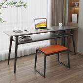 粤朗双层超窄岩板长条桌卧室办公学习桌简约现代书房笔记本电脑桌