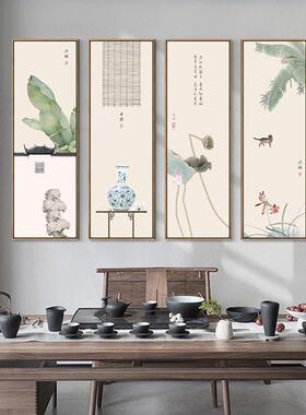 源头工厂新中式客厅装饰画酒店大厅油画中国风山水画水墨四联挂画