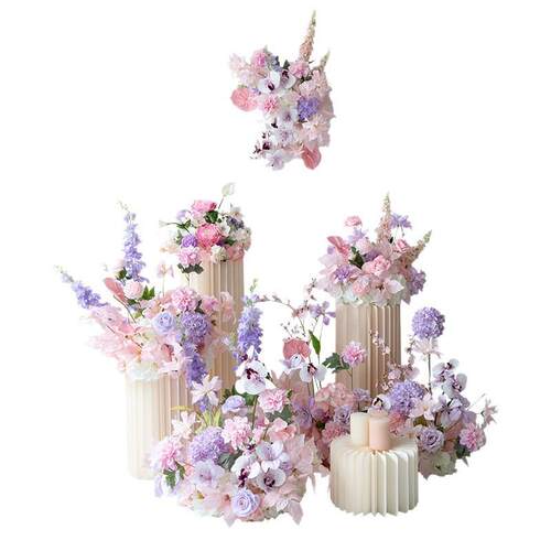 粉色婚礼装饰花球花艺KT板生日宴布置花餐桌桌花仿真假花地排花