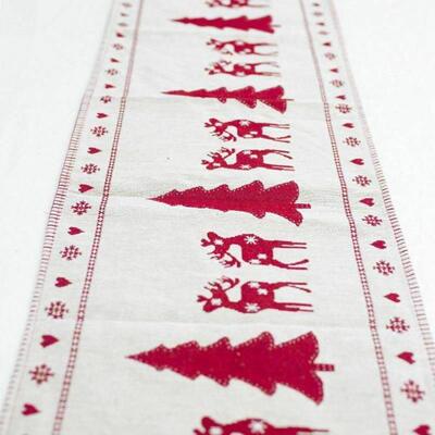 Christmas Table Runner Flag Xmas Decoration Embroidered