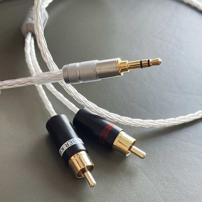 雅高聆高纯度单晶银一分二音频线3.5转双莲花信号线3.5mm头转2rca