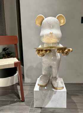 轻奢卡通暴力熊摆件客厅电视柜沙发旁托盘乔迁新居礼品落地装饰品