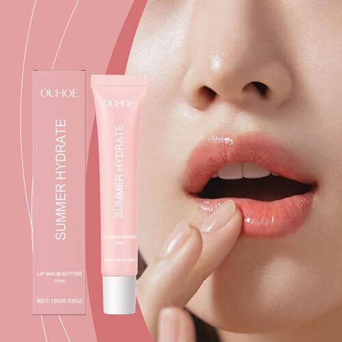 OUHOE Pink Lip Balm - Moisturizing and Hydrating, Gently Cle