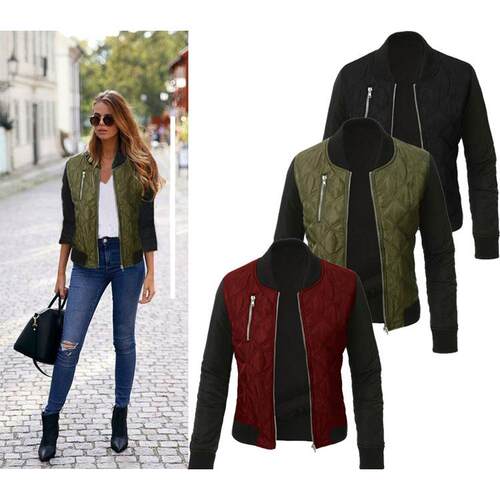 Zipper clip cotton jacket for women 拉链夹棉外套女夹克