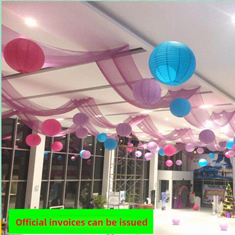 万圣蓬布酒店展厅吊顶布幔纱幔缦布置节日楼梯装饰婚庆订婚房雪纱