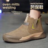 轻便防臭软底工作 专用一脚蹬高帮防砸防刺穿四季 电焊工劳保鞋 男款
