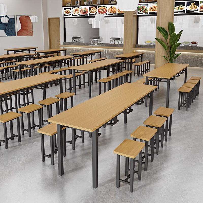 员工食堂餐厅餐桌椅可挂凳46人挂凳式学校学生饭堂快餐店长桌椅