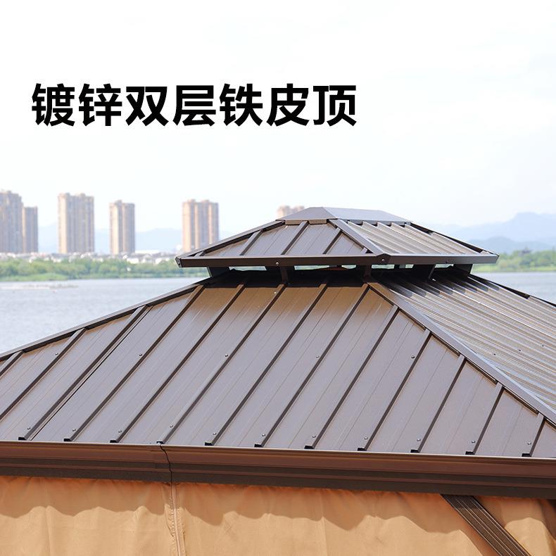 新款直销户外凉亭花园庭院遮阳棚遮雨棚铝合金室外别墅木屋新中式
