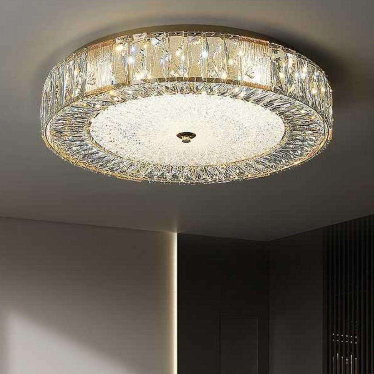 水晶吸90顶灯护led卧室主圆灯轻奢简形眼书房灯现代约美式水晶灯