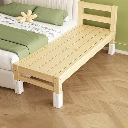 桦崟实木拼接床带护栏床边男孩儿童床加宽小床可折叠婴儿床单人拼接床摆件饰品床笠拉车